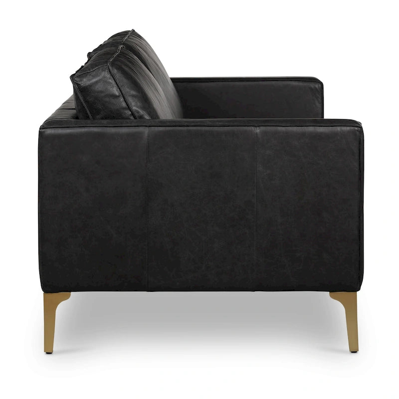 Canapé en cuir italien, 3 places — Noir Onyx / Marron Pierre / Cognac / Marron Chocolat