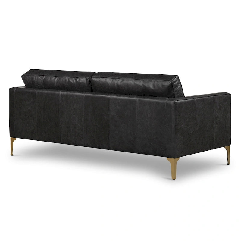 Canapé en cuir italien, 3 places — Noir Onyx / Marron Pierre / Cognac / Marron Chocolat