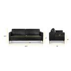 Canapé en cuir italien, 3 places — Noir Onyx / Marron Pierre / Cognac / Marron Chocolat