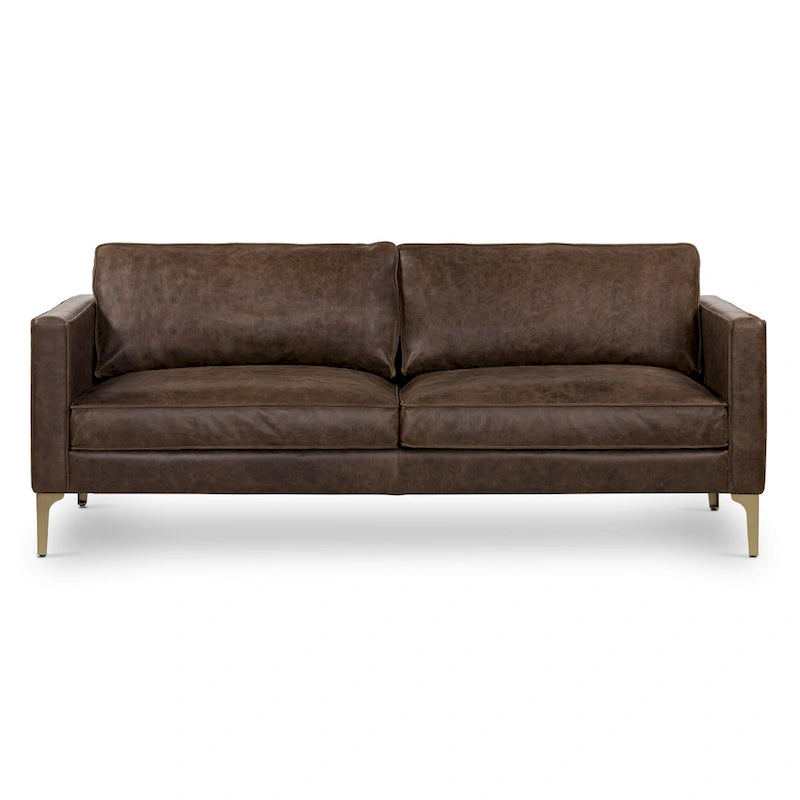 Canapé en cuir italien, 3 places — Noir Onyx / Marron Pierre / Cognac / Marron Chocolat