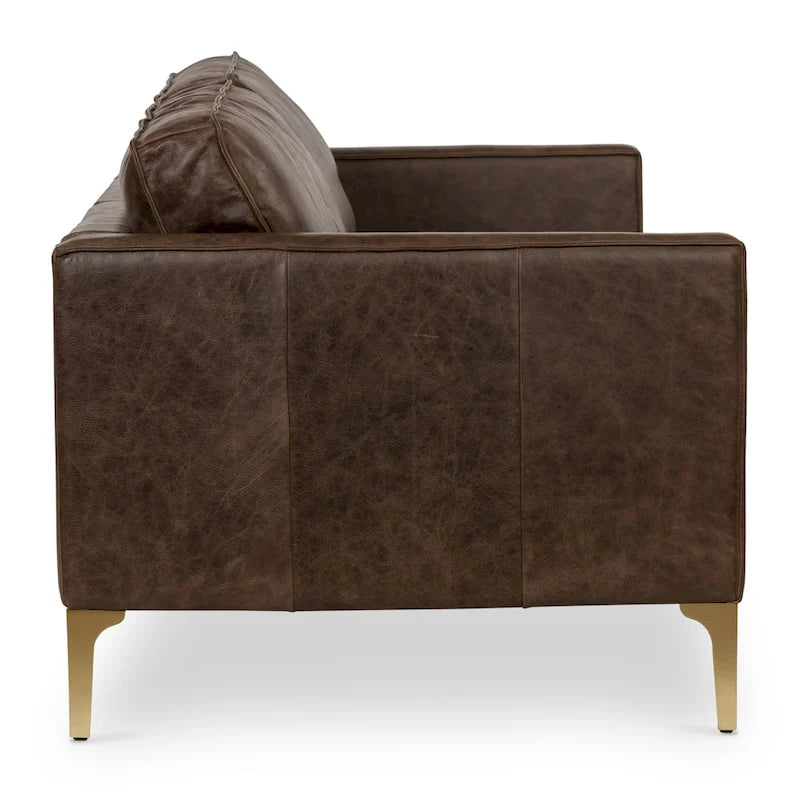 Canapé en cuir italien, 3 places — Noir Onyx / Marron Pierre / Cognac / Marron Chocolat