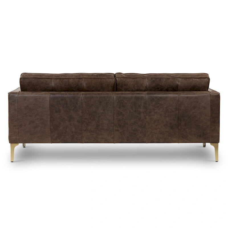 Canapé en cuir italien, 3 places — Noir Onyx / Marron Pierre / Cognac / Marron Chocolat