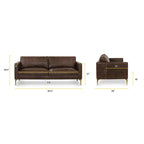 Canapé en cuir italien, 3 places — Noir Onyx / Marron Pierre / Cognac / Marron Chocolat