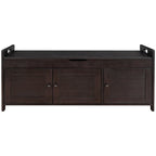Banc de rangement rustique avec 3 portes, coussin amovible, pour 2 personnes, blanc / gris délavé / expresso / bleu marine antique