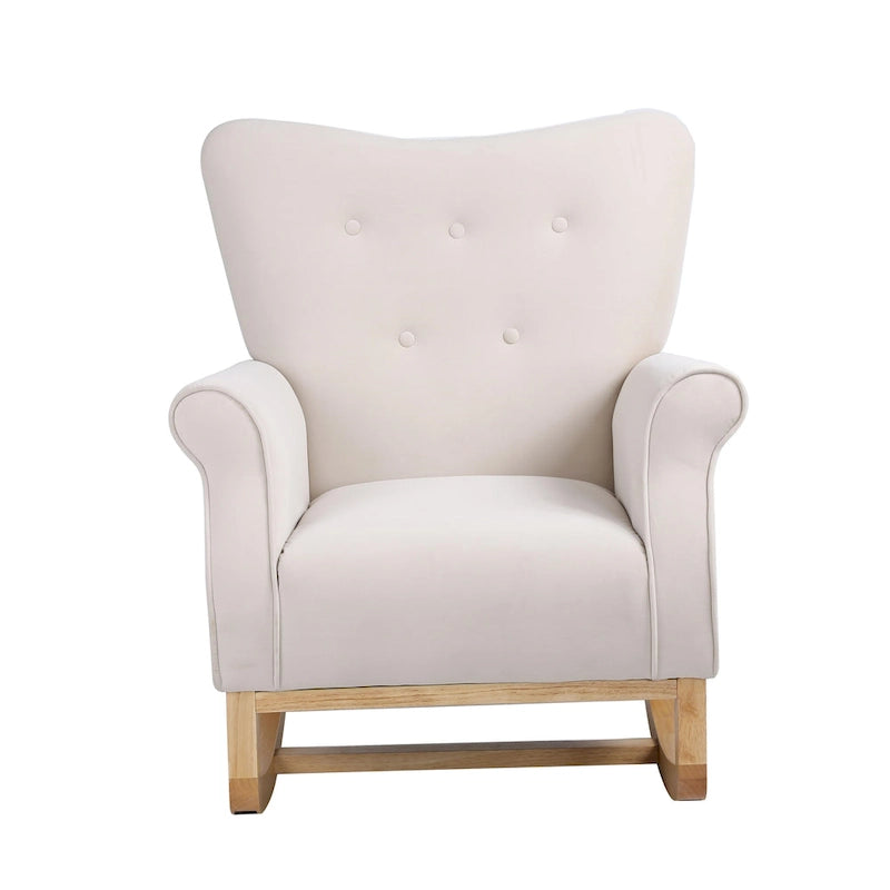 Fauteuil à bascule haut de gamme en velours capitonné — Orange / Rose / Gris / Beige / Violet / Noir, Simple