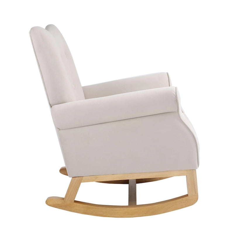 Fauteuil à bascule haut de gamme en velours capitonné — Orange / Rose / Gris / Beige / Violet / Noir, Simple
