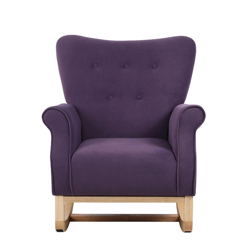 Fauteuil à bascule haut de gamme en velours capitonné — Orange / Rose / Gris / Beige / Violet / Noir, Simple