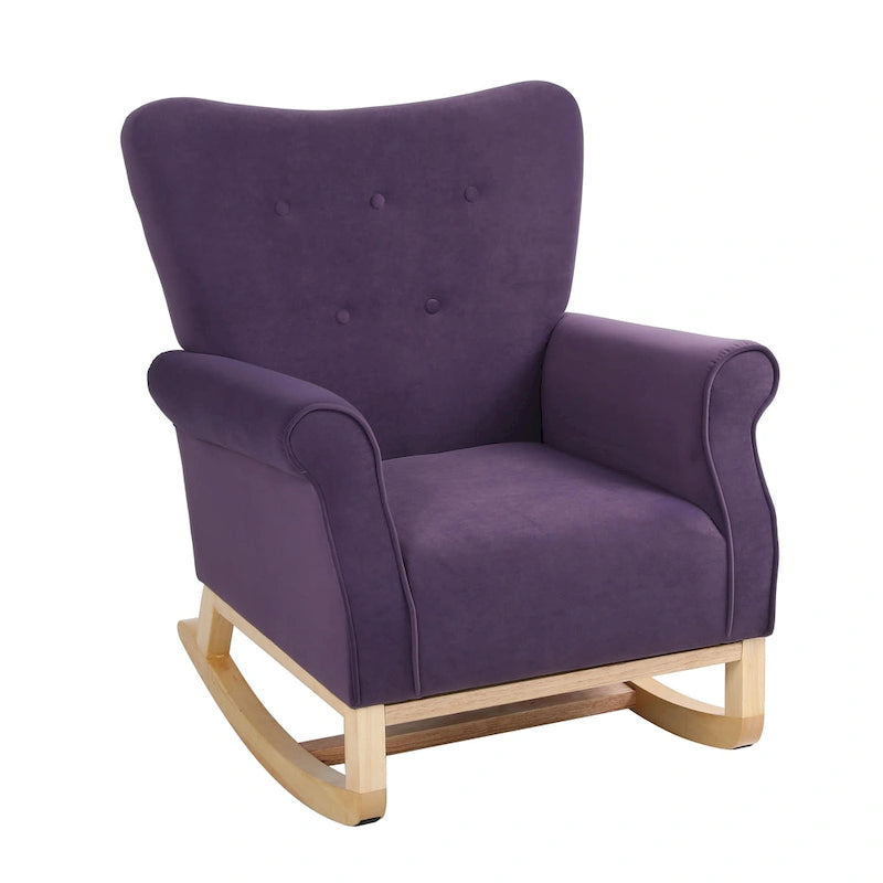 Fauteuil à bascule haut de gamme en velours capitonné — Orange / Rose / Gris / Beige / Violet / Noir, Simple