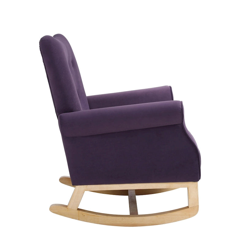 Fauteuil à bascule haut de gamme en velours capitonné — Orange / Rose / Gris / Beige / Violet / Noir, Simple
