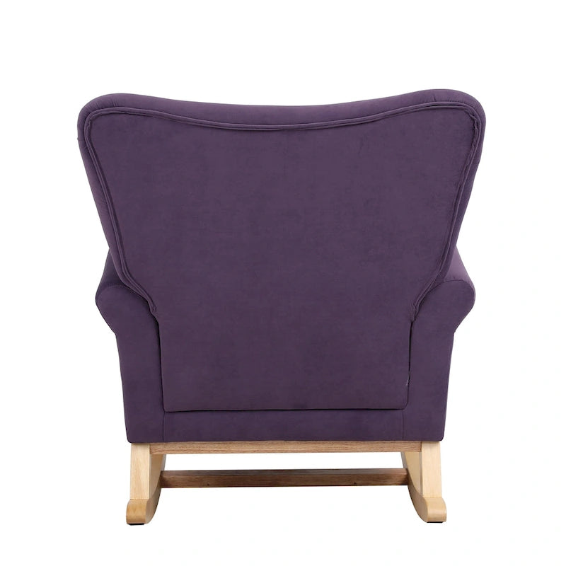 Fauteuil à bascule haut de gamme en velours capitonné — Orange / Rose / Gris / Beige / Violet / Noir, Simple
