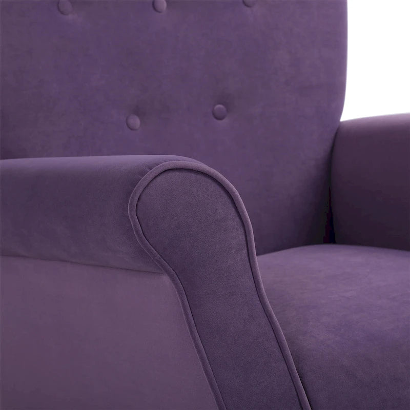 Fauteuil à bascule haut de gamme en velours capitonné — Orange / Rose / Gris / Beige / Violet / Noir, Simple