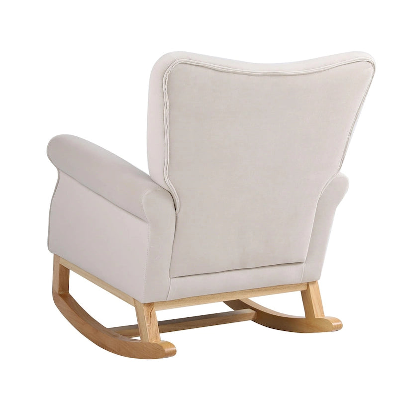 Fauteuil à bascule haut de gamme en velours capitonné — Orange / Rose / Gris / Beige / Violet / Noir, Simple