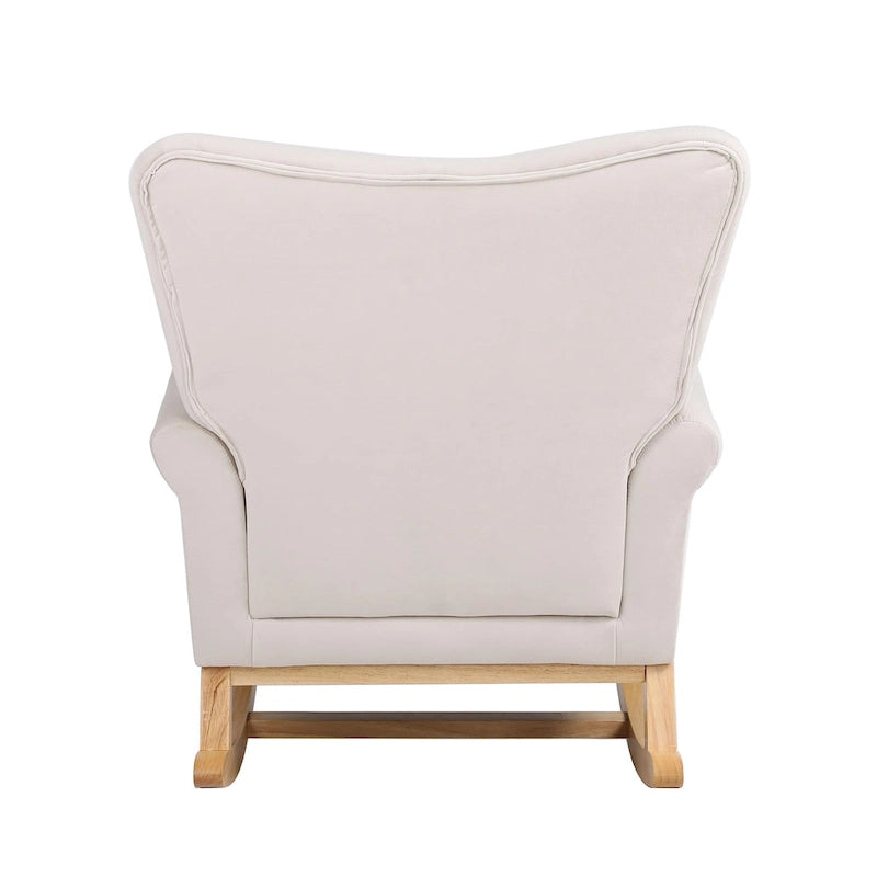Fauteuil à bascule haut de gamme en velours capitonné — Orange / Rose / Gris / Beige / Violet / Noir, Simple