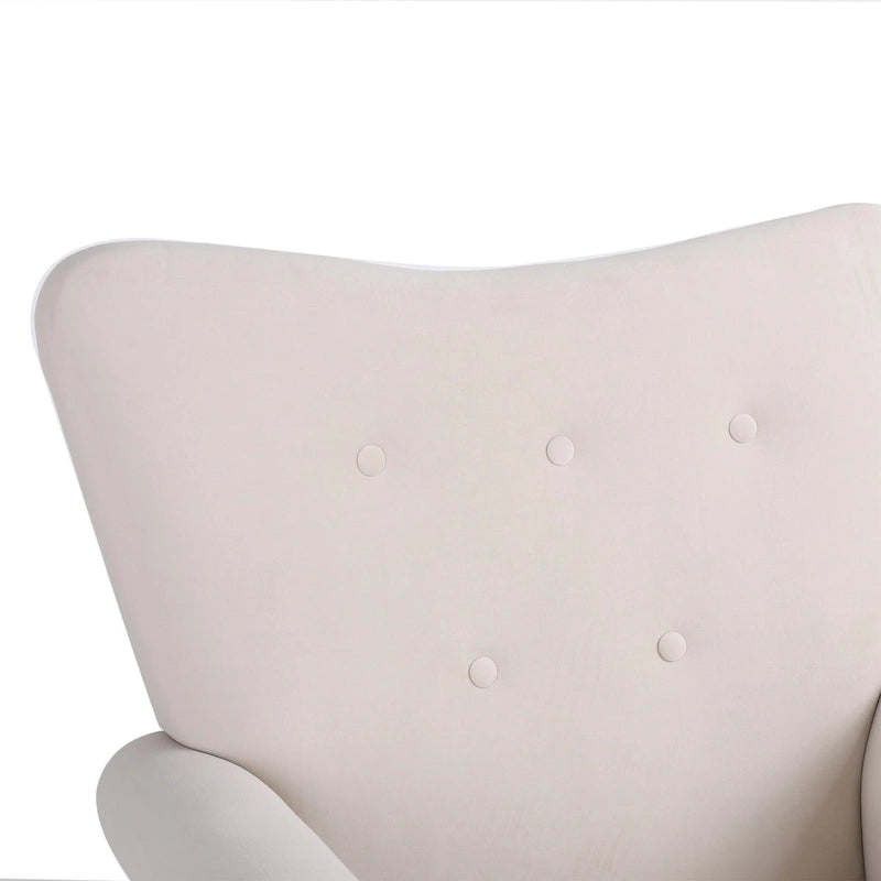 Fauteuil à bascule haut de gamme en velours capitonné — Orange / Rose / Gris / Beige / Violet / Noir, Simple