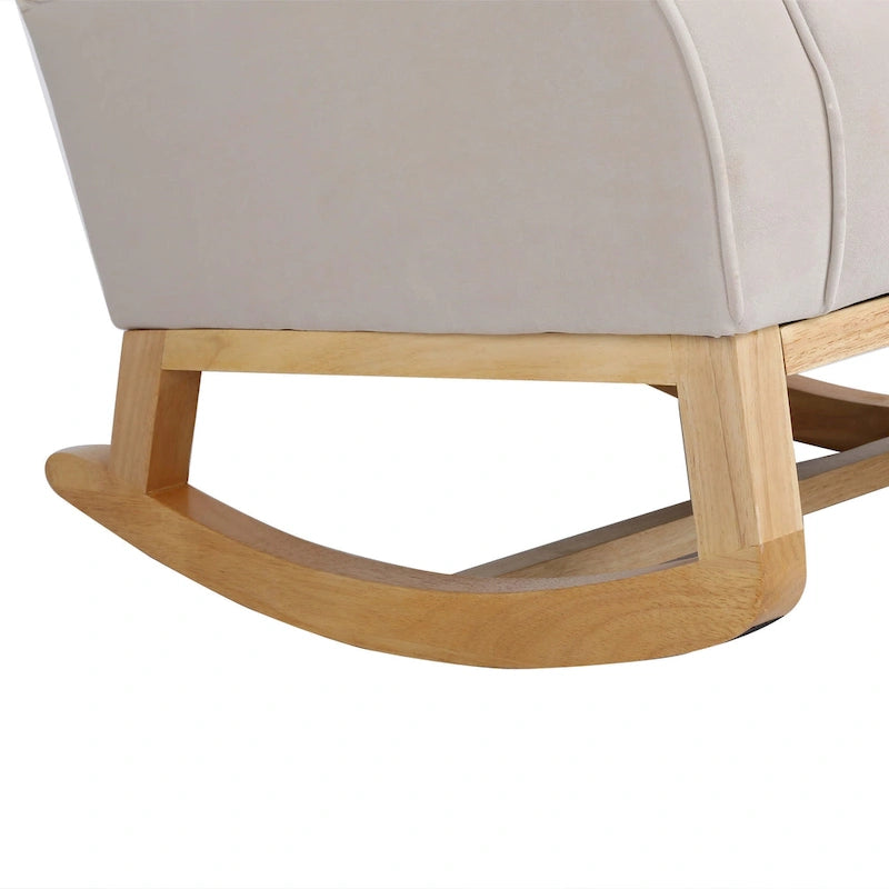 Fauteuil à bascule haut de gamme en velours capitonné — Orange / Rose / Gris / Beige / Violet / Noir, Simple
