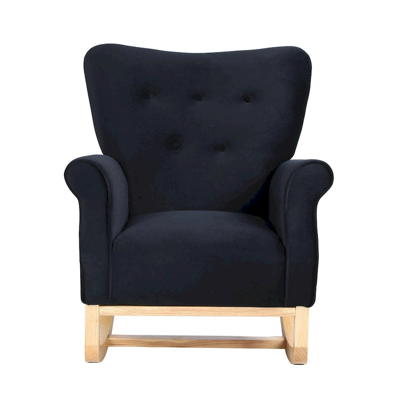 Fauteuil à bascule haut de gamme en velours capitonné — Orange / Rose / Gris / Beige / Violet / Noir, Simple
