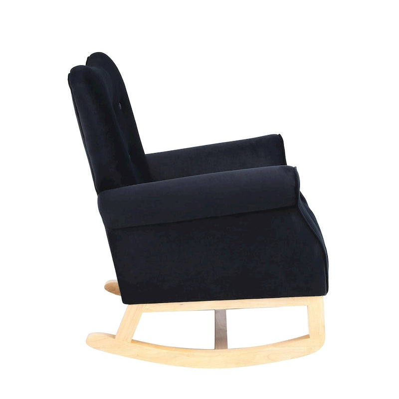 Fauteuil à bascule haut de gamme en velours capitonné — Orange / Rose / Gris / Beige / Violet / Noir, Simple