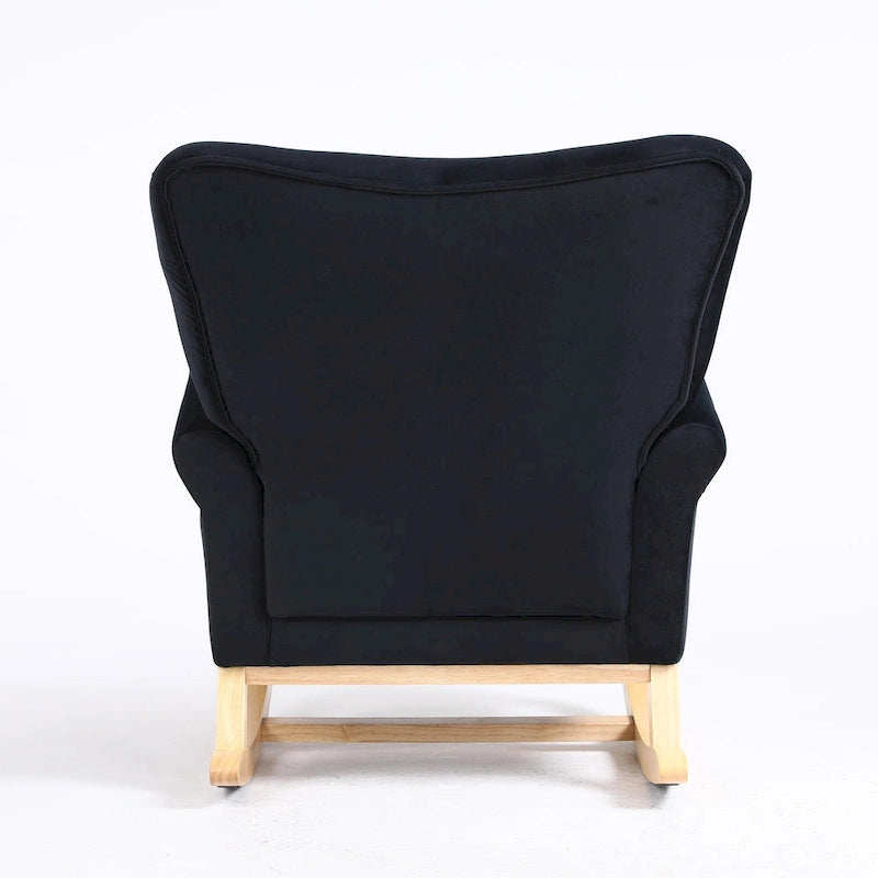 Fauteuil à bascule haut de gamme en velours capitonné — Orange / Rose / Gris / Beige / Violet / Noir, Simple