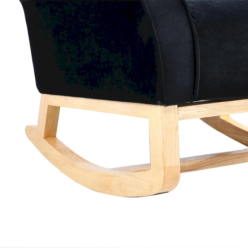 Fauteuil à bascule haut de gamme en velours capitonné — Orange / Rose / Gris / Beige / Violet / Noir, Simple
