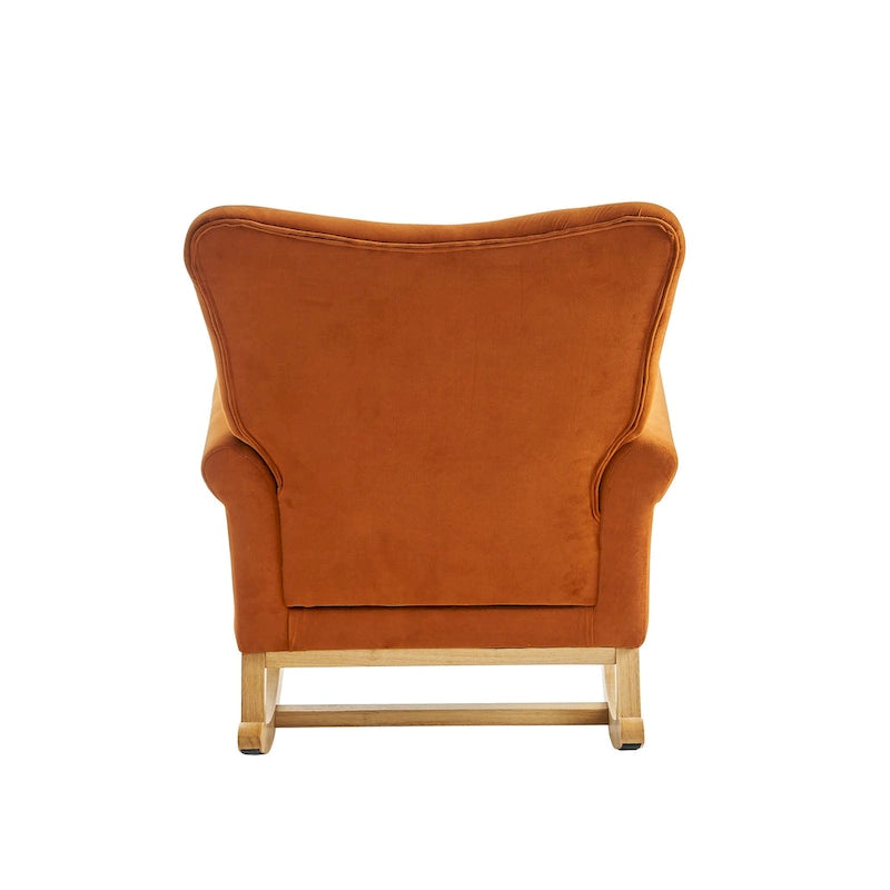Fauteuil à bascule haut de gamme en velours capitonné — Orange / Rose / Gris / Beige / Violet / Noir, Simple