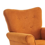 Fauteuil à bascule haut de gamme en velours capitonné — Orange / Rose / Gris / Beige / Violet / Noir, Simple