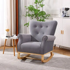 Fauteuil à bascule haut de gamme en velours capitonné — Orange / Rose / Gris / Beige / Violet / Noir, Simple
