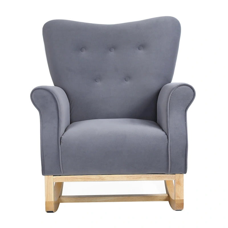 Fauteuil à bascule haut de gamme en velours capitonné — Orange / Rose / Gris / Beige / Violet / Noir, Simple