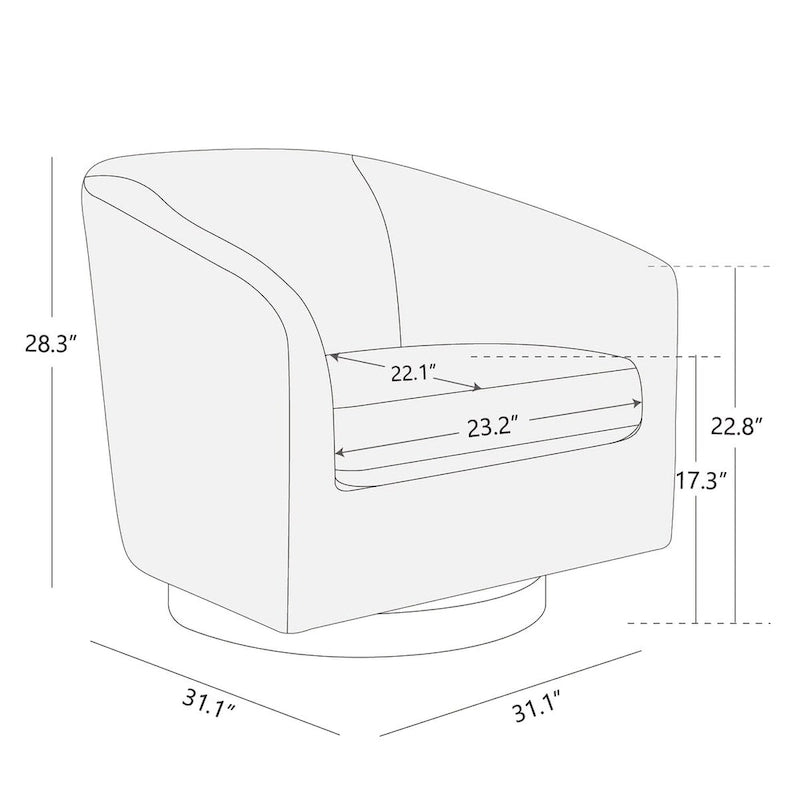 Fauteuil d'appoint pivotant gris – Simple
