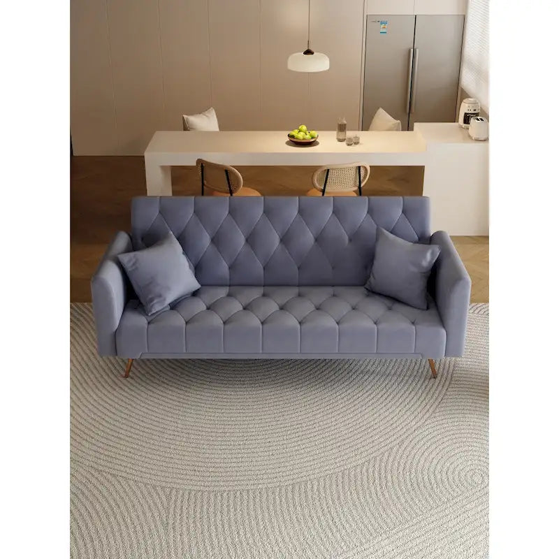 Canapé-lit pliable convertible 2 places gris/beige/bleu/rose/vert