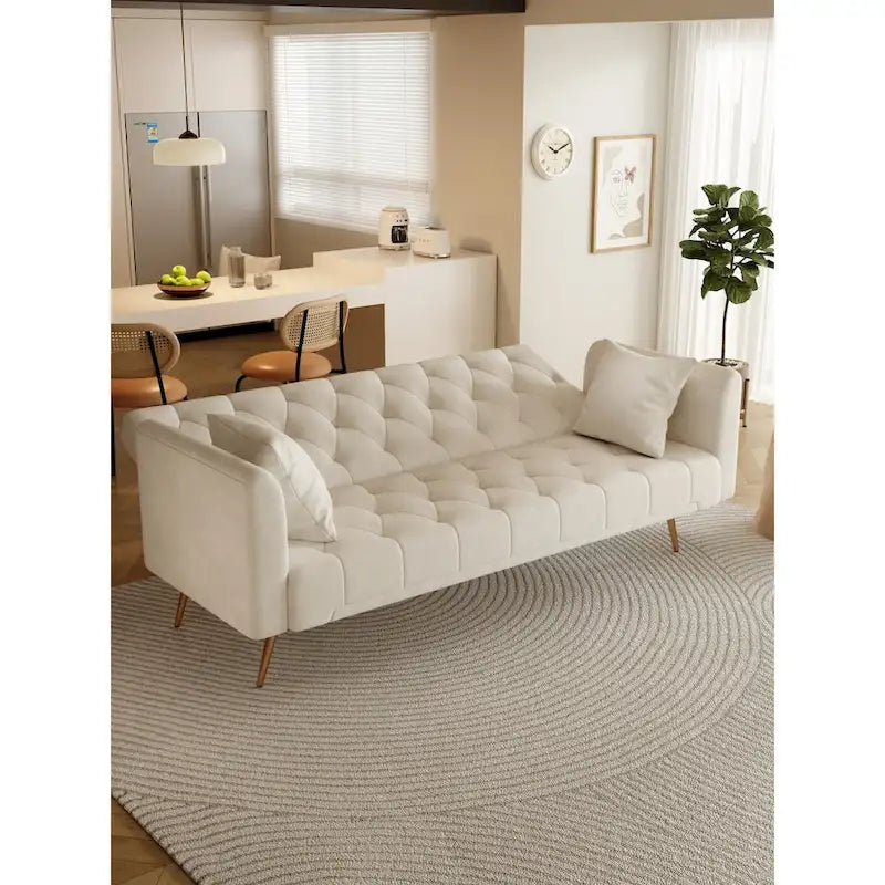 Canapé-lit pliable convertible 2 places gris/beige/bleu/rose/vert