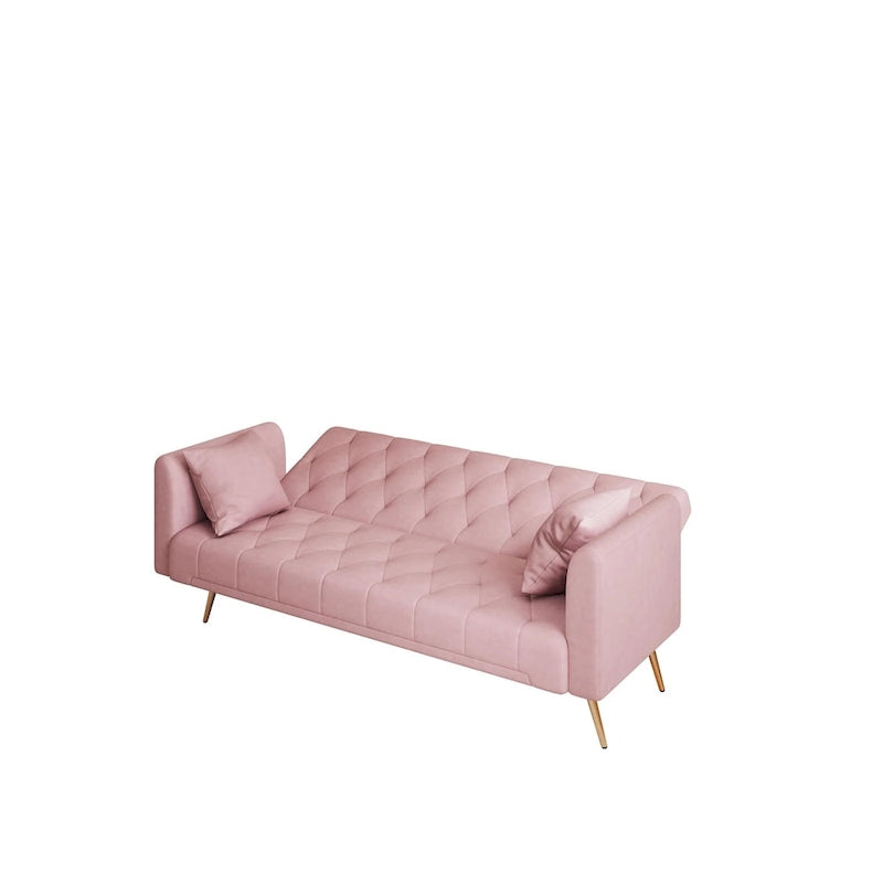 Canapé-lit pliable convertible 2 places gris/beige/bleu/rose/vert