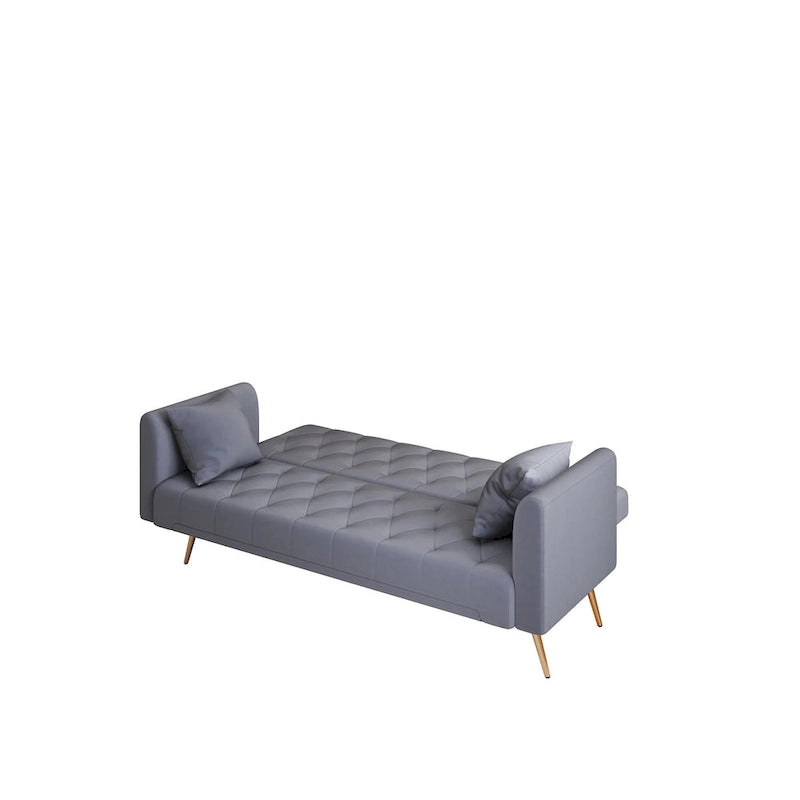 Canapé-lit pliable convertible 2 places gris/beige/bleu/rose/vert