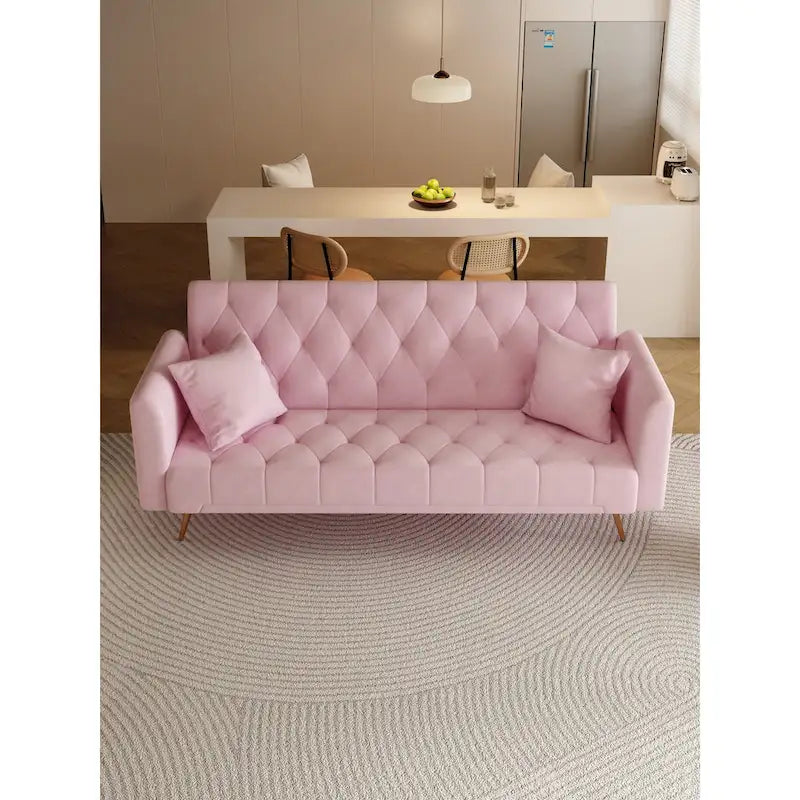 Canapé-lit pliable convertible 2 places gris/beige/bleu/rose/vert