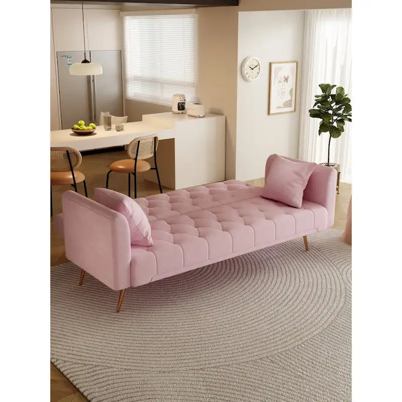 Canapé-lit pliable convertible 2 places gris/beige/bleu/rose/vert
