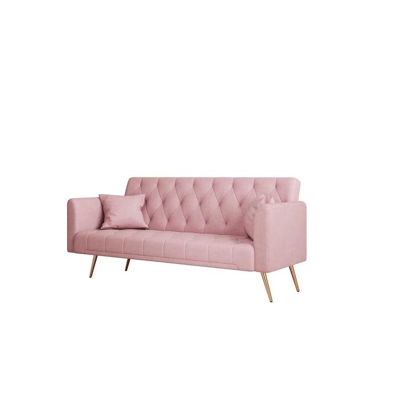 Canapé-lit pliable convertible 2 places gris/beige/bleu/rose/vert