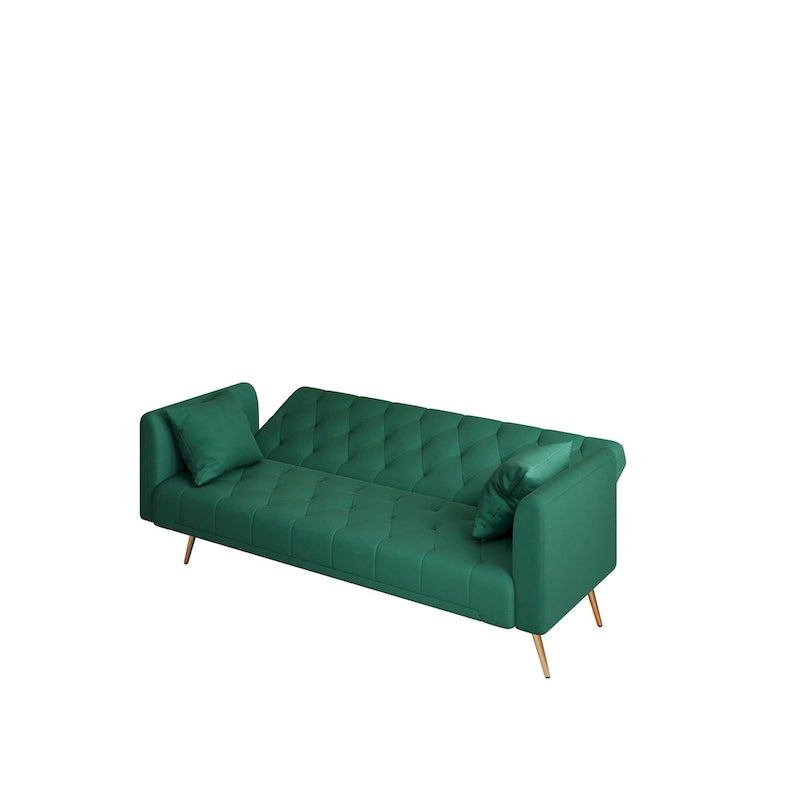 Canapé-lit pliable convertible 2 places gris/beige/bleu/rose/vert