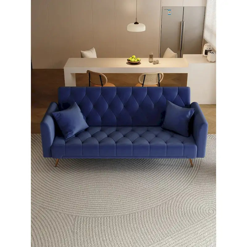 Canapé-lit pliable convertible 2 places gris/beige/bleu/rose/vert
