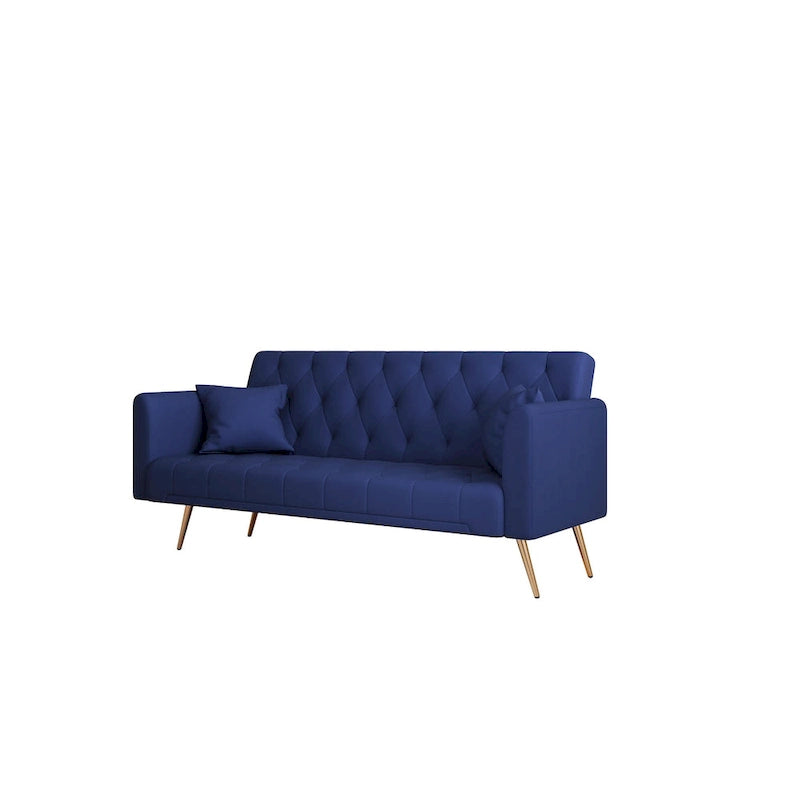 Canapé-lit pliable convertible 2 places gris/beige/bleu/rose/vert