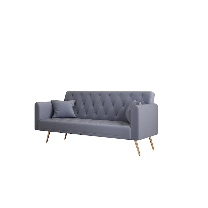 Canapé-lit pliable convertible 2 places gris/beige/bleu/rose/vert