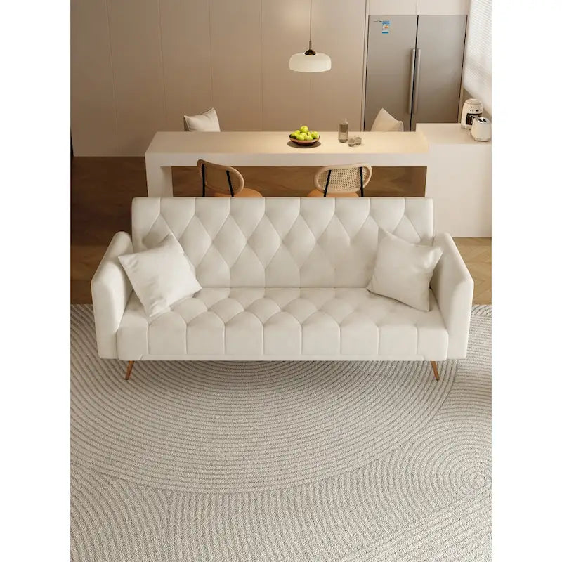 Canapé-lit pliable convertible 2 places gris/beige/bleu/rose/vert