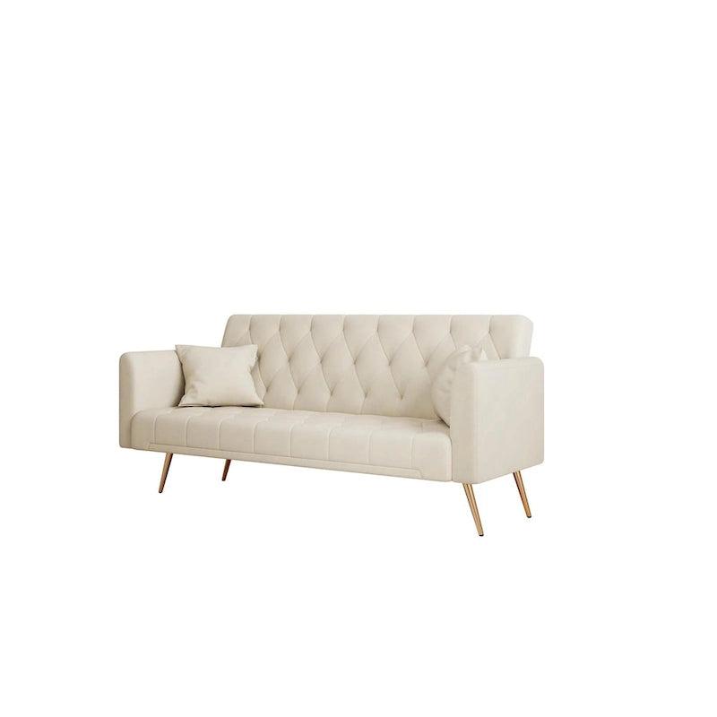 Canapé-lit pliable convertible 2 places gris/beige/bleu/rose/vert
