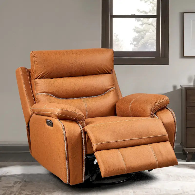 Fauteuil inclinable, pivotant et berçant pour 1 personne, marron-jaune/gris
