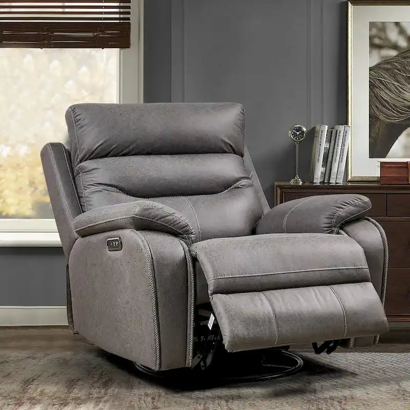 Fauteuil inclinable, pivotant et berçant pour 1 personne, marron-jaune/gris