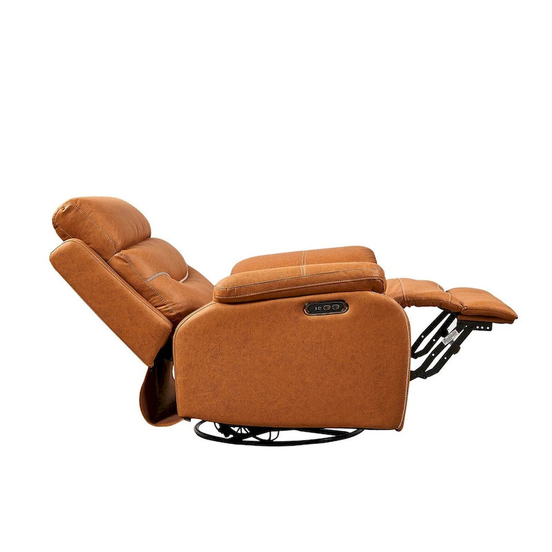 Fauteuil inclinable, pivotant et berçant pour 1 personne, marron-jaune/gris
