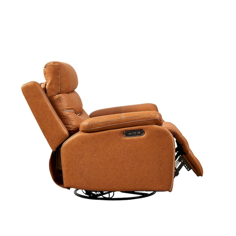 Fauteuil inclinable, pivotant et berçant pour 1 personne, marron-jaune/gris