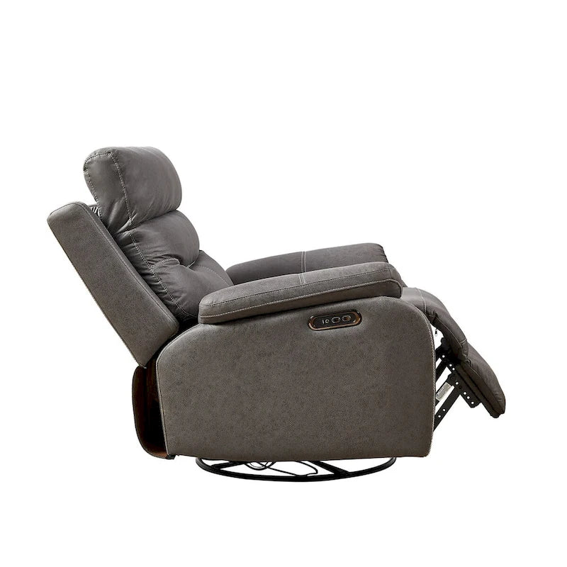 Fauteuil inclinable, pivotant et berçant pour 1 personne, marron-jaune/gris