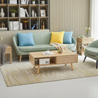 Table basse rectangulaire en rotin avec rangement, Blanc / Naturel
