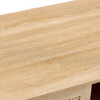 Table basse rectangulaire en rotin avec rangement, Blanc / Naturel