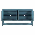 Table console avec portes miroir — Bleu Marine Antique / Blanc / Espresso, assemblage par 1 personne