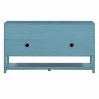 Table console avec portes miroir — Bleu Marine Antique / Blanc / Espresso, assemblage par 1 personne